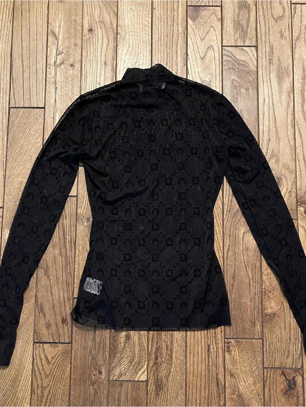 Marine Serre 'Borderline' Monogram Sheer Mesh Mock Neck Top - Picture 7 of 9